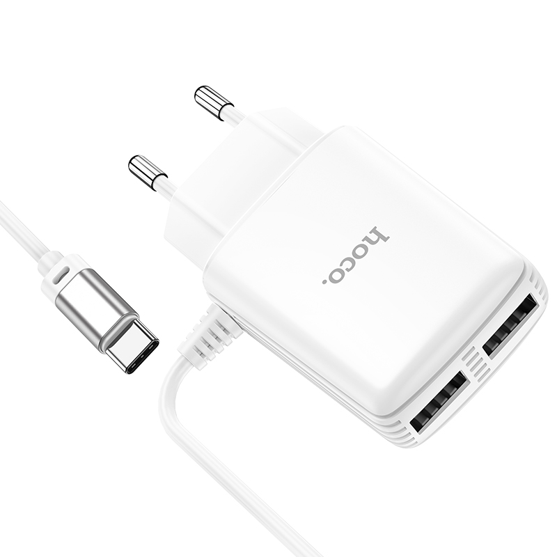 HOCO-C82A-Real-Power-Dual-USB-Port-Type-C-Cable-Charger-Fast-Charging-For-Huawei-P30-P40-Pro-Mi10-No-1706686