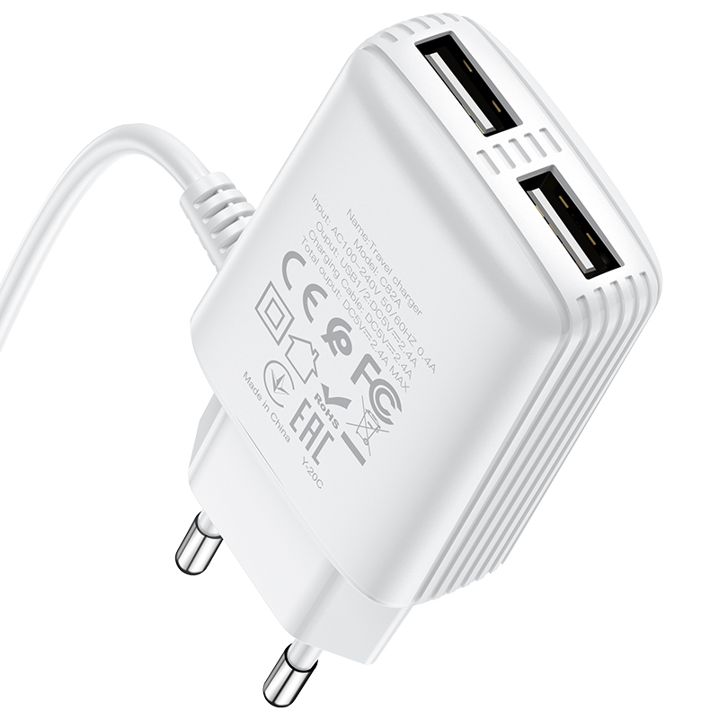 HOCO-C82A-Real-Power-Dual-USB-Port-Type-C-Cable-Charger-Fast-Charging-For-Huawei-P30-P40-Pro-Mi10-No-1706686