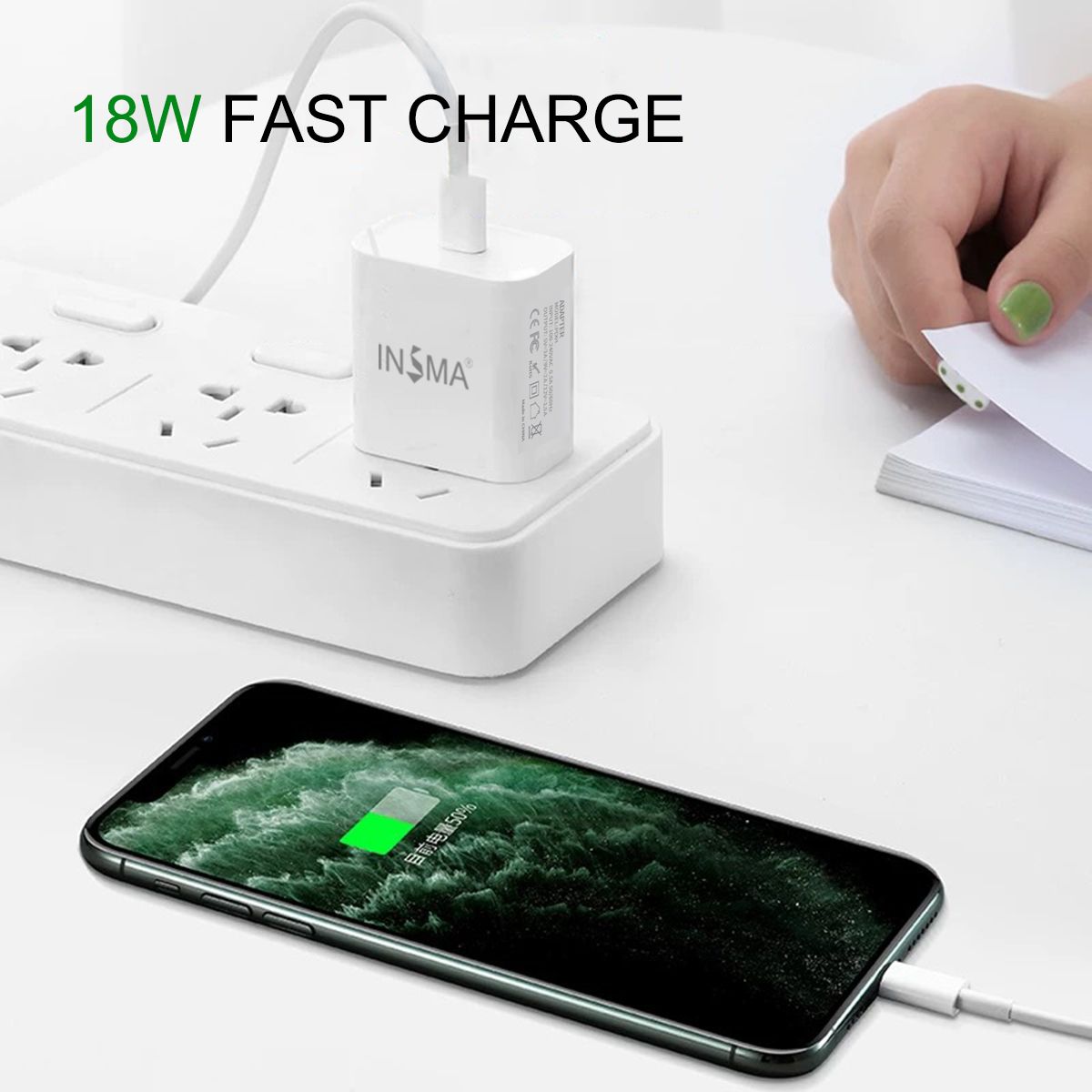 INSMA-18W-Fast-Charger-PD30-USB-Charger-Type-C-Adapter-For-iPhone-8-X-XS-11-Pro-1606517