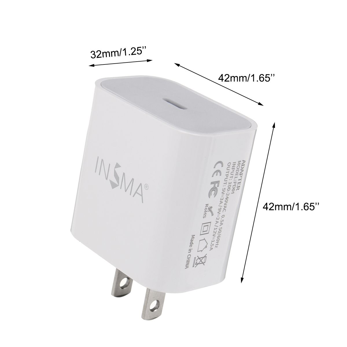 INSMA-18W-Fast-Charger-PD30-USB-Charger-Type-C-Adapter-For-iPhone-8-X-XS-11-Pro-1606517