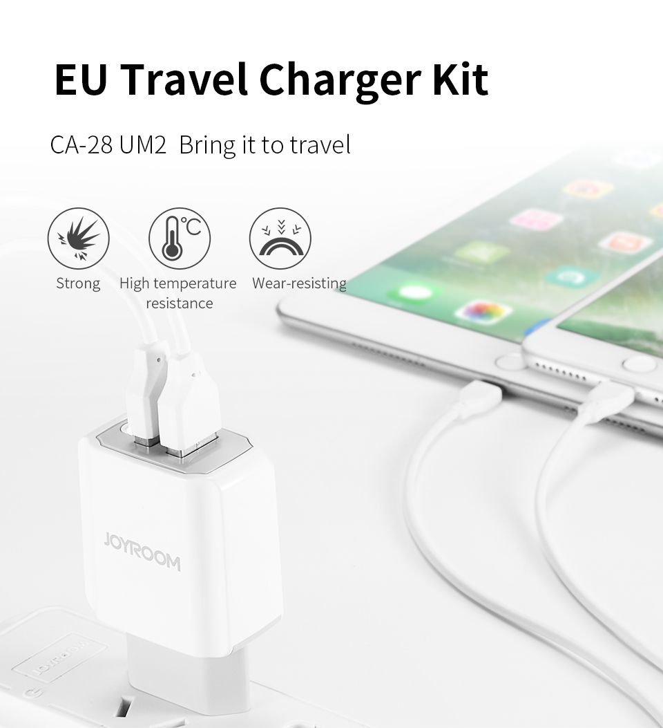 JOYROOM-CA-28-2A-2Ports-EU-Plug-Travel-Charger-With-Type-C-Cable-For-iphone-8-Samsung-S8-1207651