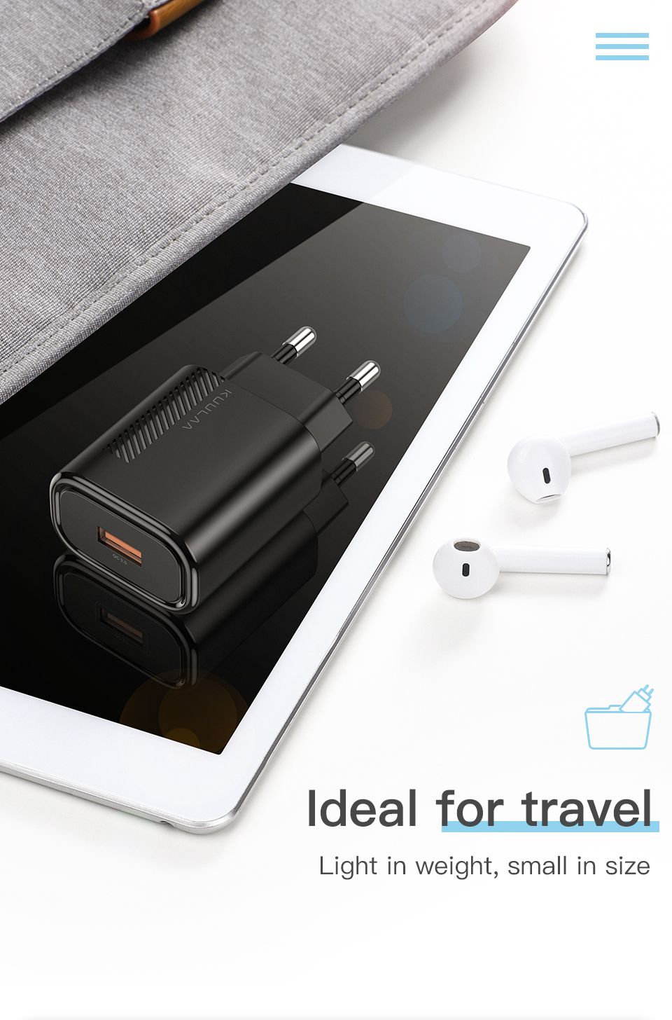 KUULAA-18W-3A-PD30-QC30-Mini-Smart-Universal-Wall-USB-Charger-Travel-Charger-EUUKUS-Plug-for-iPhone--1649155