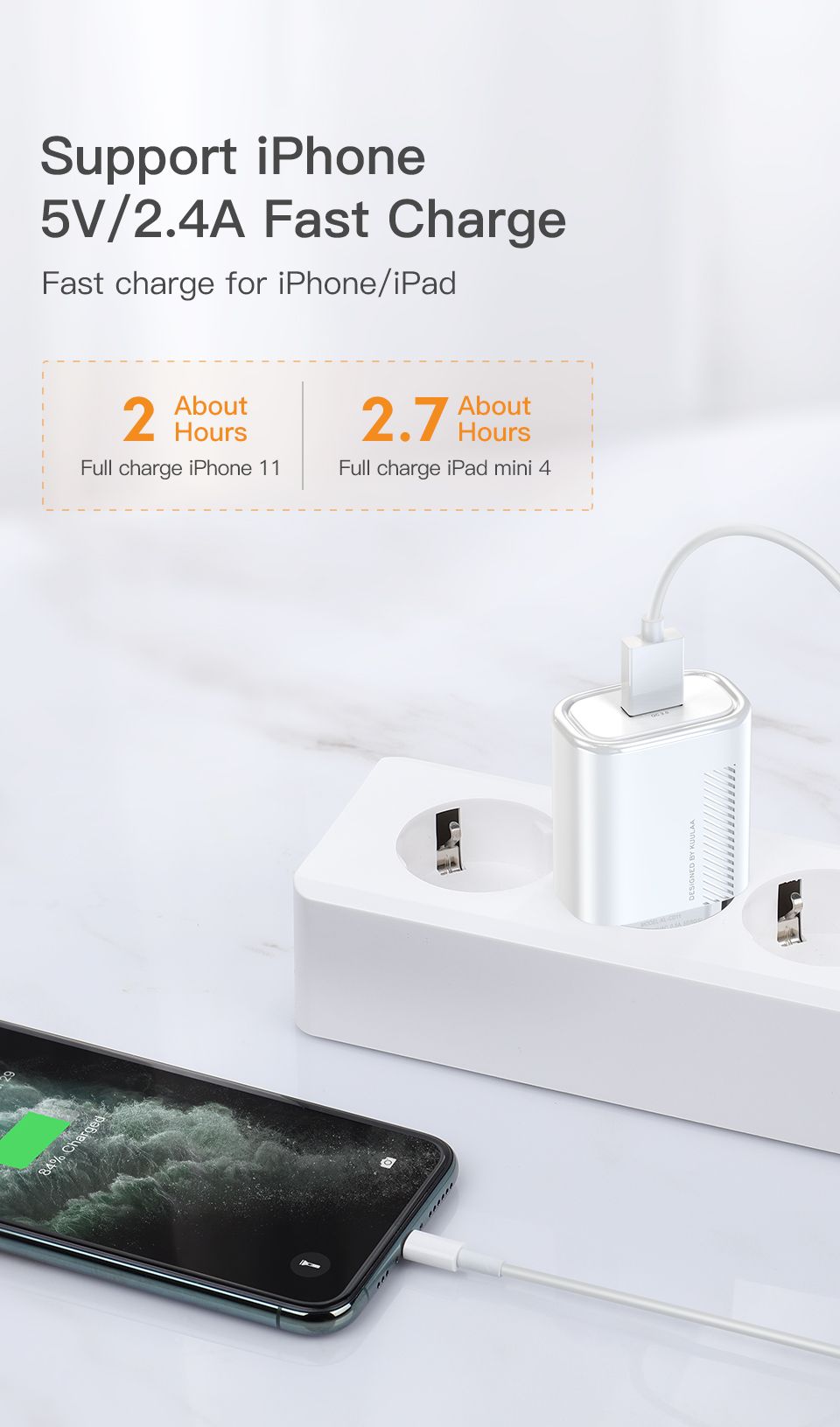 KUULAA-18W-3A-PD30-QC30-Mini-Smart-Universal-Wall-USB-Charger-Travel-Charger-EUUKUS-Plug-for-iPhone--1649155