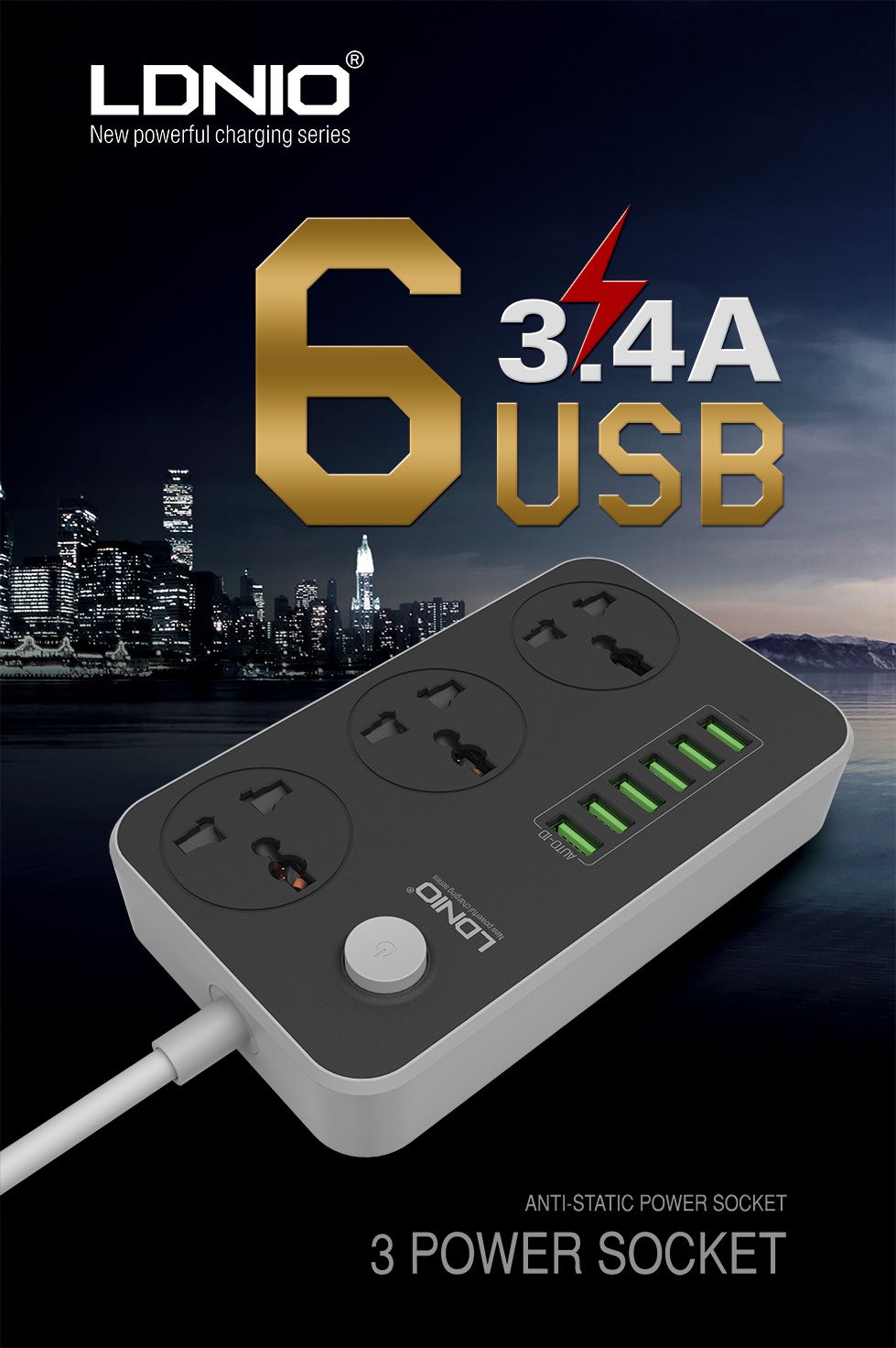 LDNIO-5V-34A-3-International-Power-Socket-6-USB-Port-656ft2m-EU-Plug-Charging-Socket-1106498