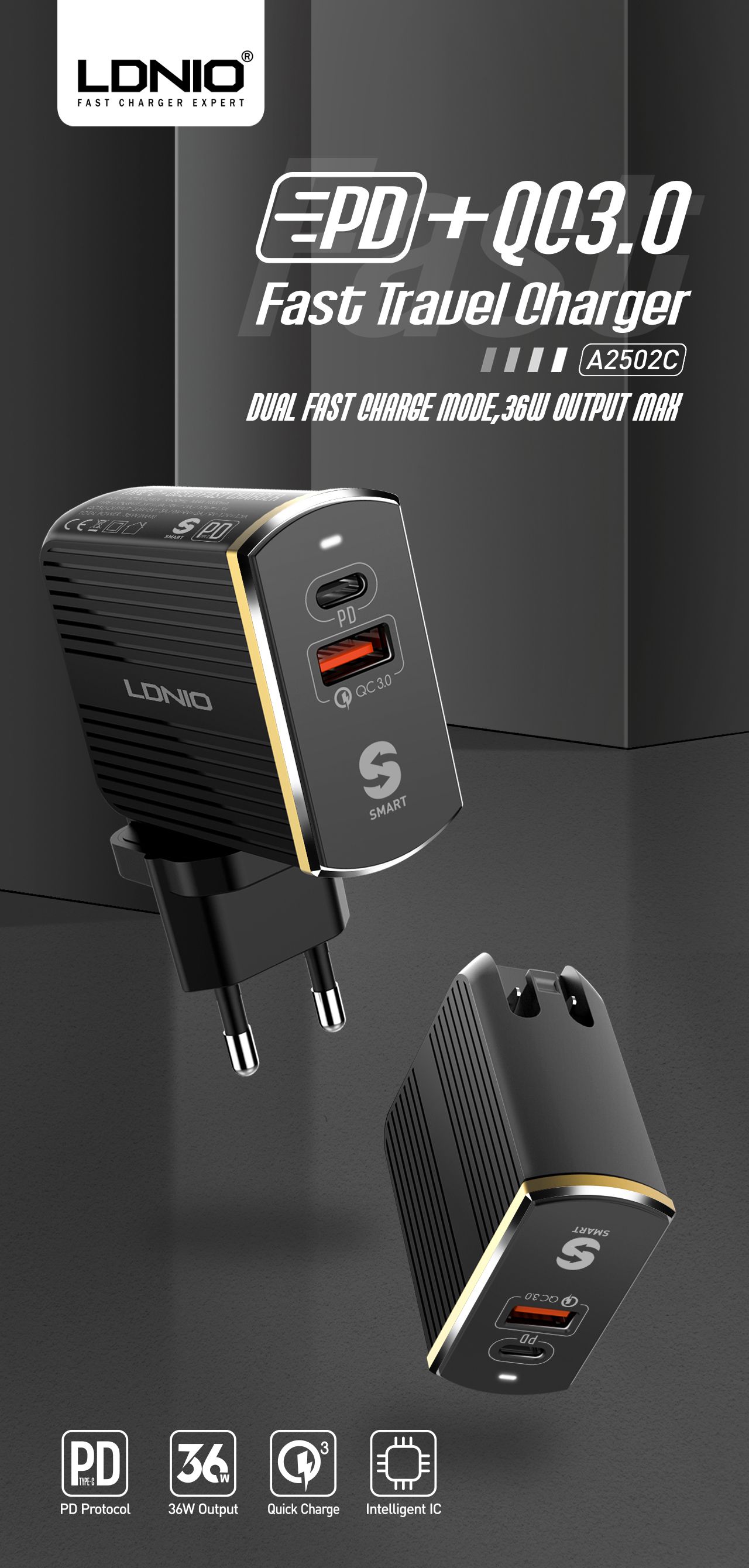 LDNIO-A2502C-EU-Plug-QC30-USBType-C-PD-Travel-USB-Charger-for-Samsung-Xiaomi-Huawei-1377058