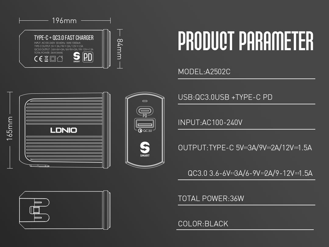 LDNIO-A2502C-EU-Plug-QC30-USBType-C-PD-Travel-USB-Charger-for-Samsung-Xiaomi-Huawei-1377058