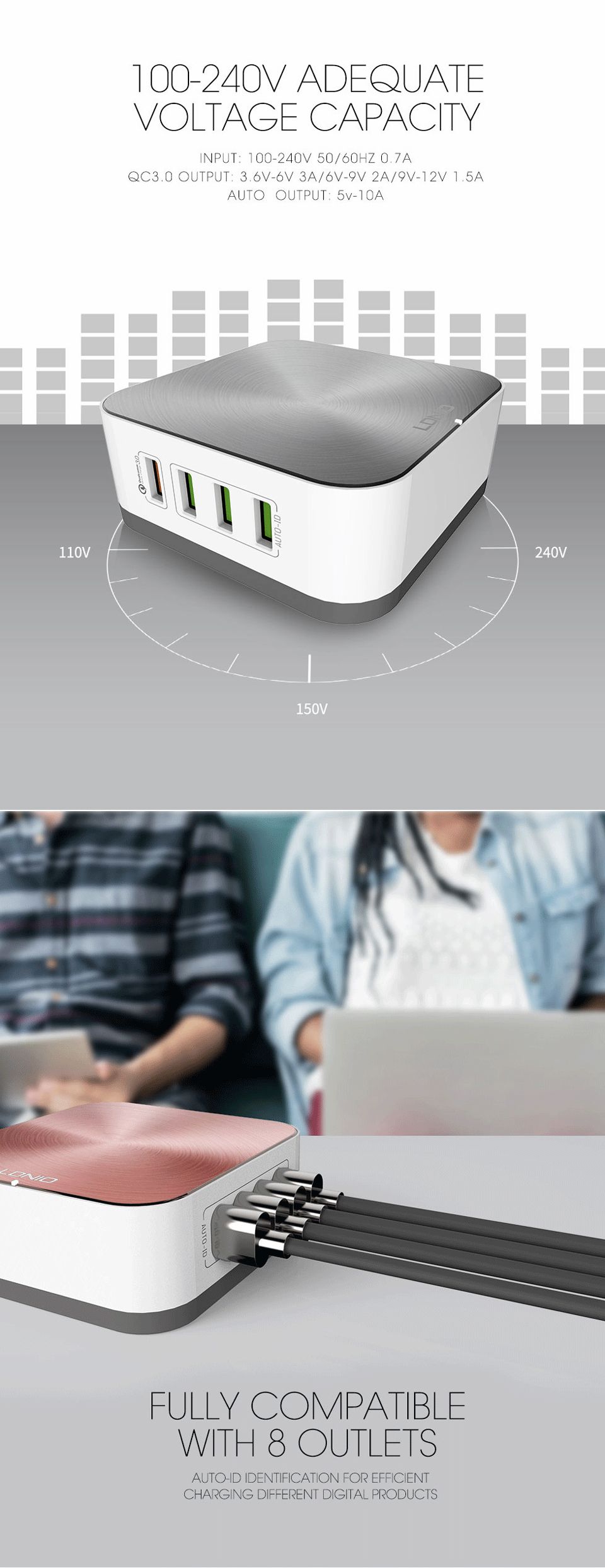 LDNIO-A8101-QC30-50W-8-Ports-Desktop-Charger-EU-US-Plug-For-iPhone-X-8Plus-OnePlus-5-Xiaomi-Mi-6-S8-1209512