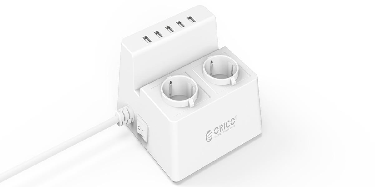 ORICO-2500W-10A-5-USB-2-AC-Port-Fast-Charging-USB-Charger-Surge-Protector-Socket--EU-Plug-1591088