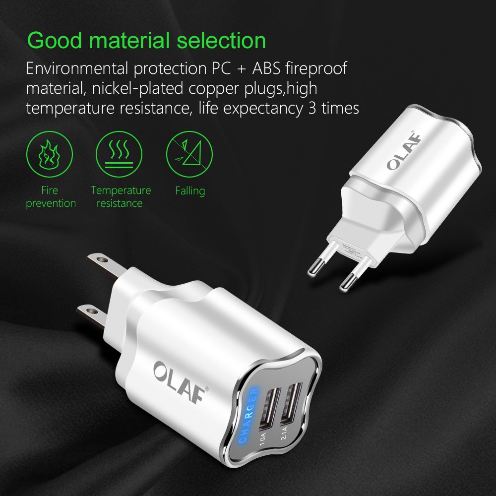 Olaf-Dual-USB-Phone-Charger-EUUS-Plug-LED-Light-5V-21A-Fast-Charging-Adapter-for-iPhone-X-fpr-Samsun-1417255