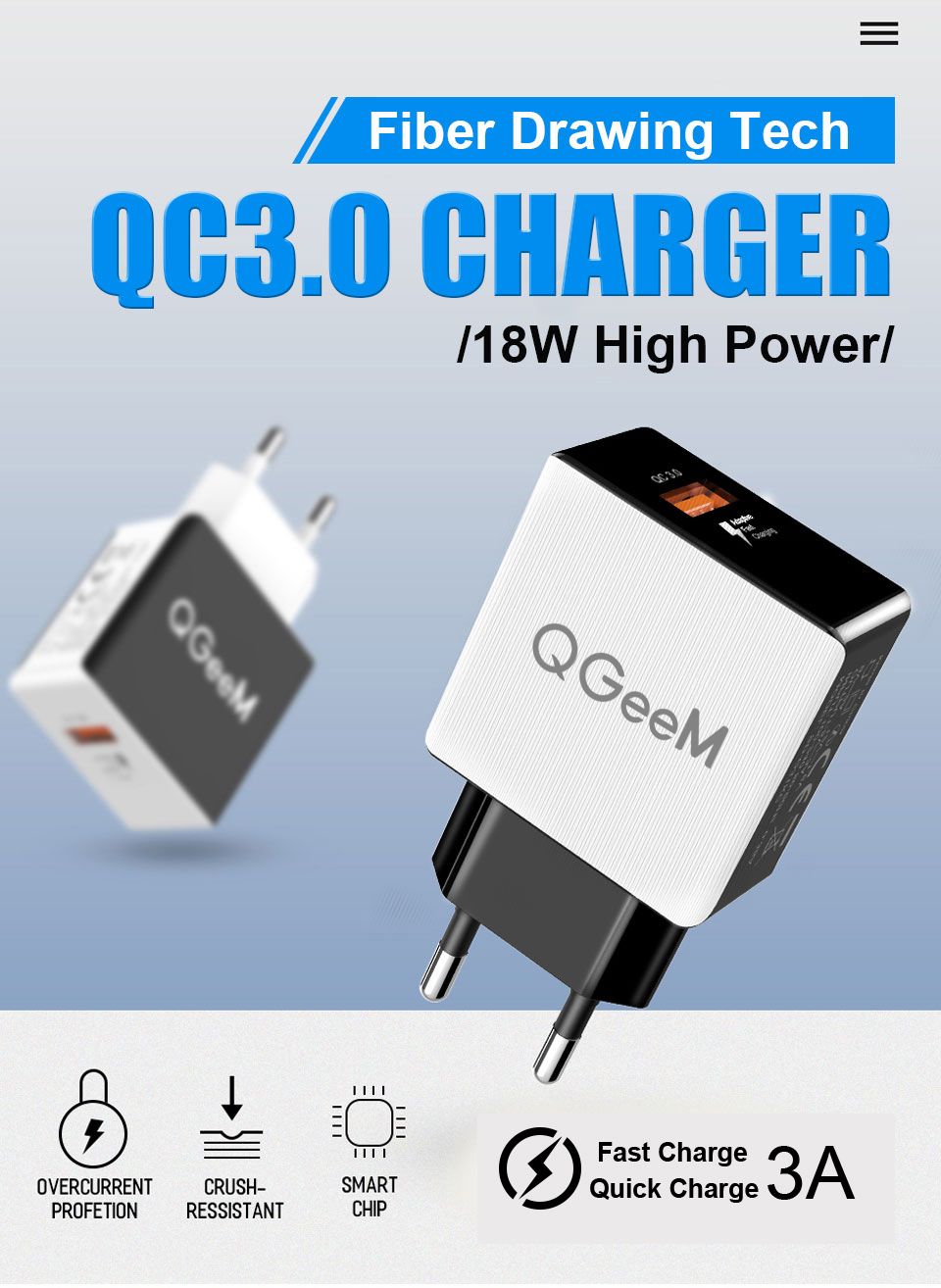 QGEEM-QC-30-USB-Charger-Fiber-Drawing-Wall-Charger-Adapter-Fast-Charging-For-Huawei-P30-P40-Pro-MI10-1729054
