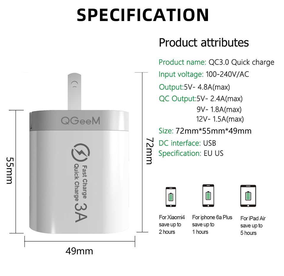 QGEEM-QG-CH03-3-USB-Travel-Wall-Charger-Adapter-QC30-Fast-Charging-For-iPhone-XS-11Pro-Huawei-P30-P4-1733396