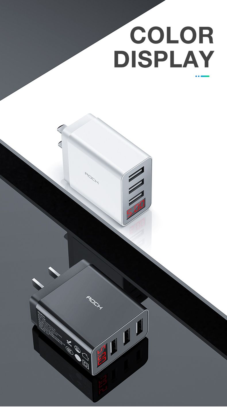 ROCK-31A-Three-USB-Port-Fast-Charging-Digital-Display-US-Plug-USB-Charger-Adapter-For-iPhone-X-XS-XR-1545577