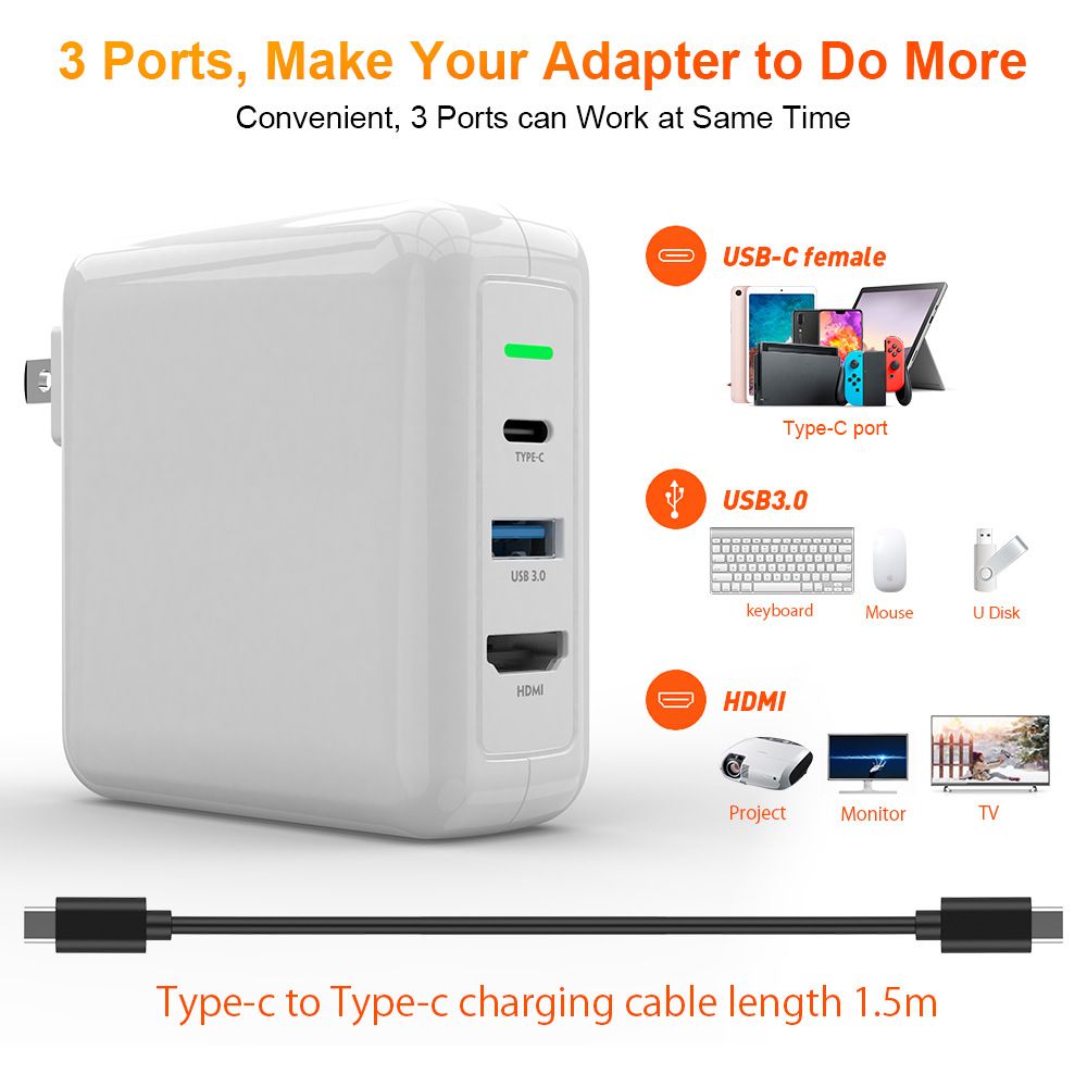 Rocketek-2-In-1-USB-C-PD-Charger--Hub-Adapter-with-30W-Type-C-PD--USB-30--4K-HD-Display-For-Smart-Ph-1691413