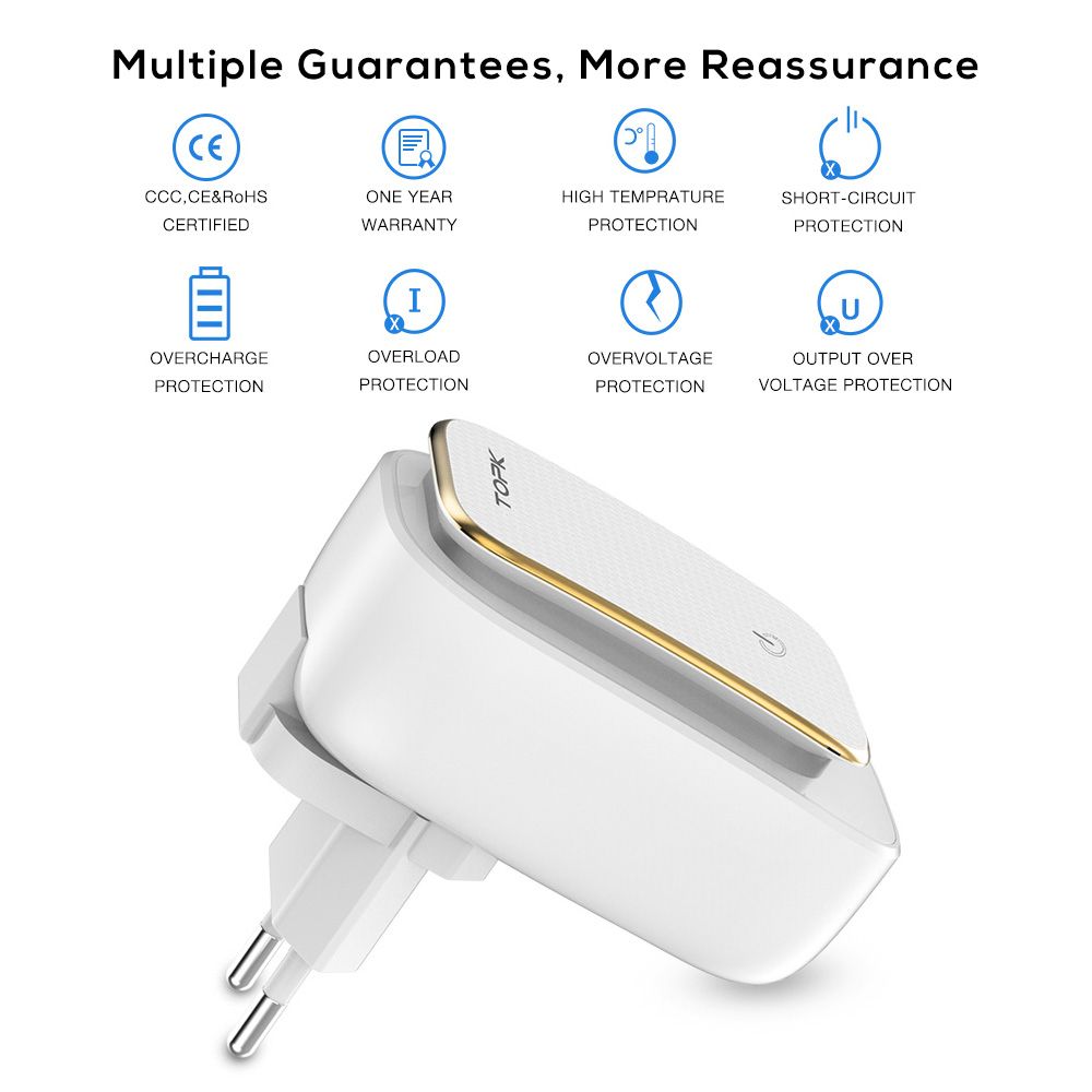 TOPK-24A-QC30-12W-LED-Light-Dual-USB-Charger-EU-Adapter-for-Nokia-X6-Xiaomi-Mi-A2-Pocophone-F1-1369217