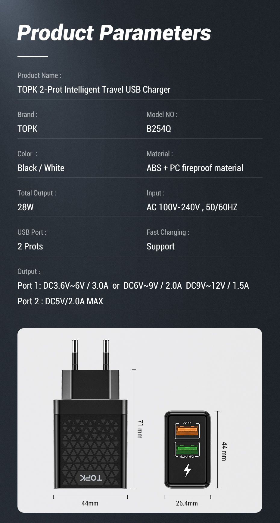 TOPK-28W-QC30-Dual-USB-Port-Fast-Charging-USB-Charger-Adapter-For-iPhone-11-Pro-Huawei-P30-Mate-30-9-1570246