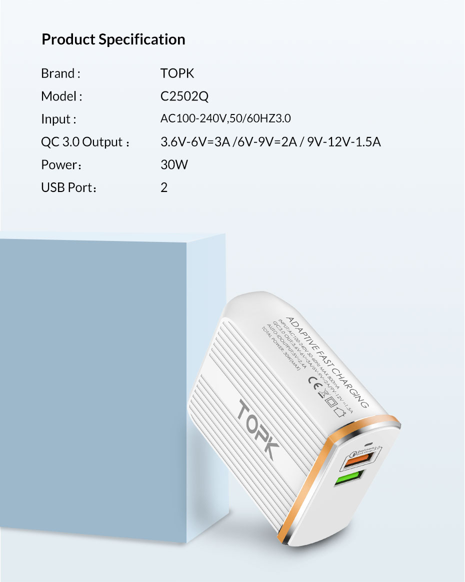 TOPK-C2502Q-QC30-30W-LED-Light-Dual-USB-Ports-Charger-EU-US-UK-Adapter-for-Nokia-X6-Xiaomi-Mi-Max-3-1380284