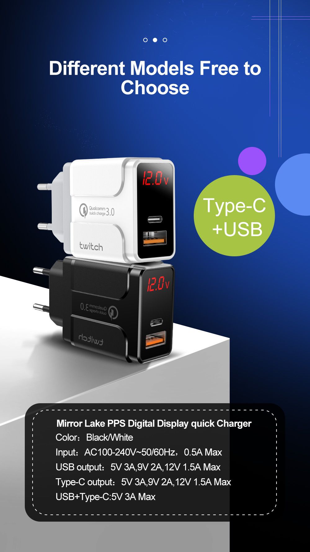 Twitch-18W-Type-C-QC30-USB-Charger-For-iPhone-XS-11Pro-Huawei-P30-Pro-P40-Xiaomi-Mi10-Redmi-K30-S20--1666553