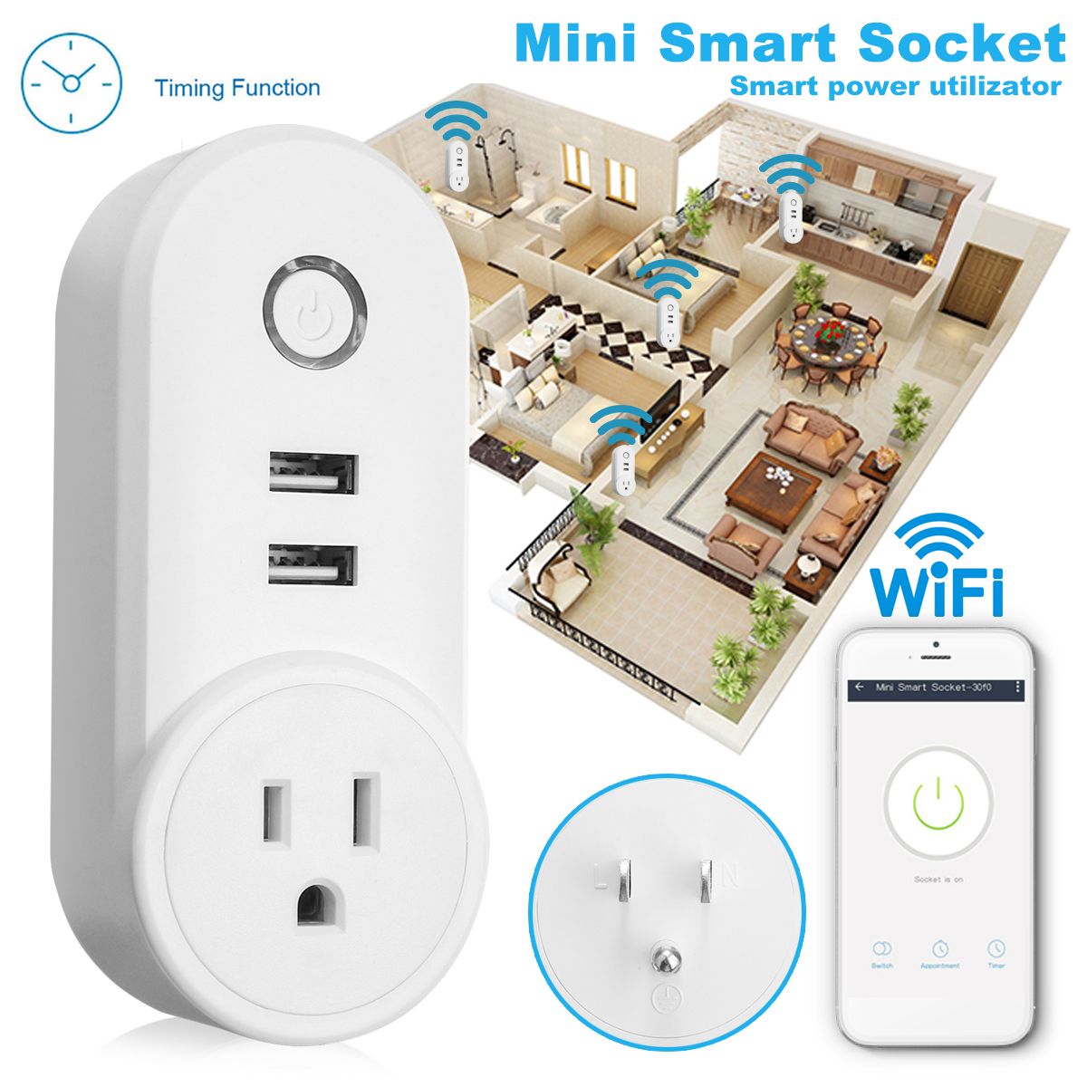 US-Plug-110-230V-1250W-WIFI-Assistant-2-USB-Alexa-Voice-Control-APP-Smart-Socket-Charger-1248003