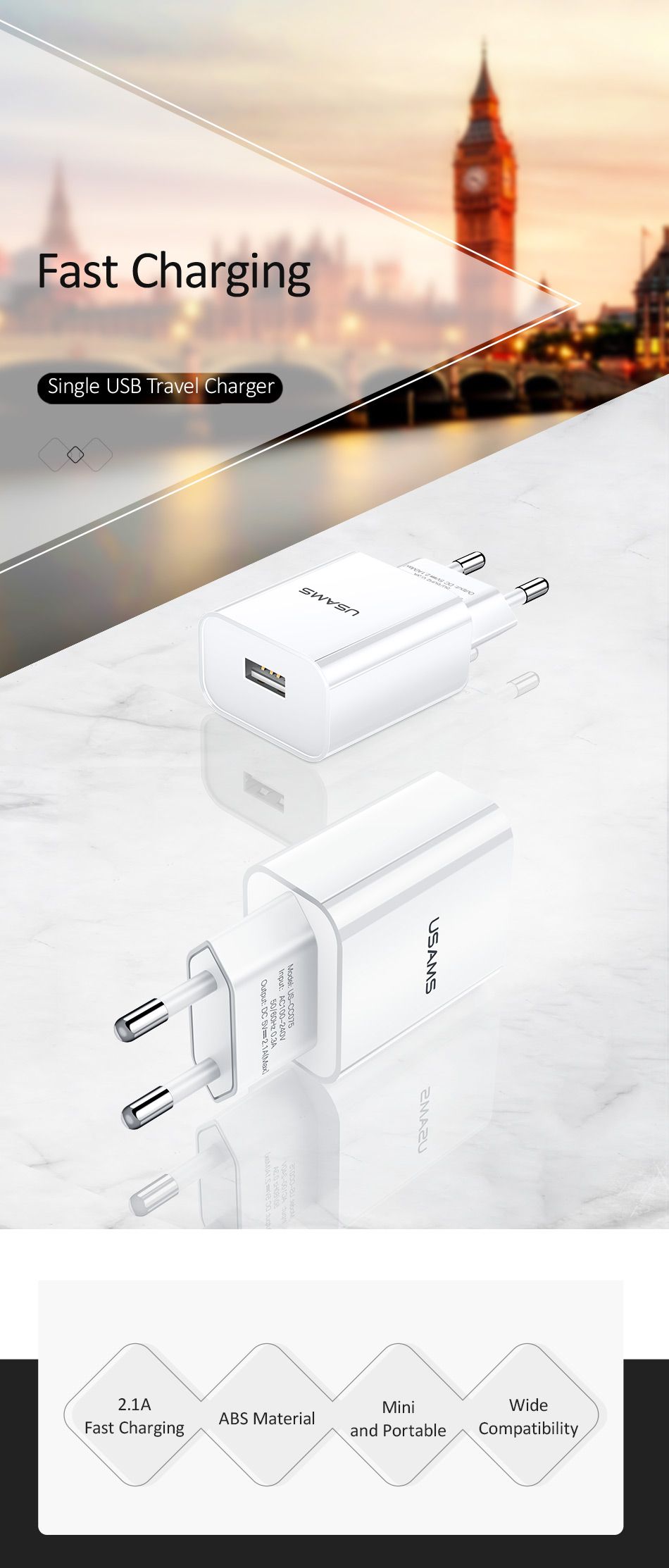 USAMS-21A-Fast-Charging-USB-Charger-EU-Plug-Adapter-For-iPhone-X-XS-HUAWEI-P30-Mate20-XIAOMI-MI9-S10-1537192