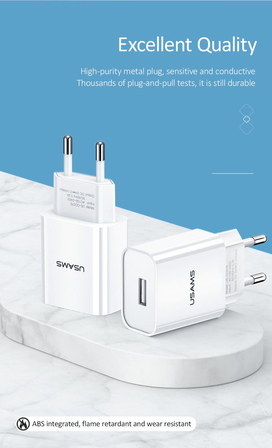 USAMS-21A-Fast-Charging-USB-Charger-EU-Plug-Adapter-For-iPhone-X-XS-HUAWEI-P30-Mate20-XIAOMI-MI9-S10-1537192