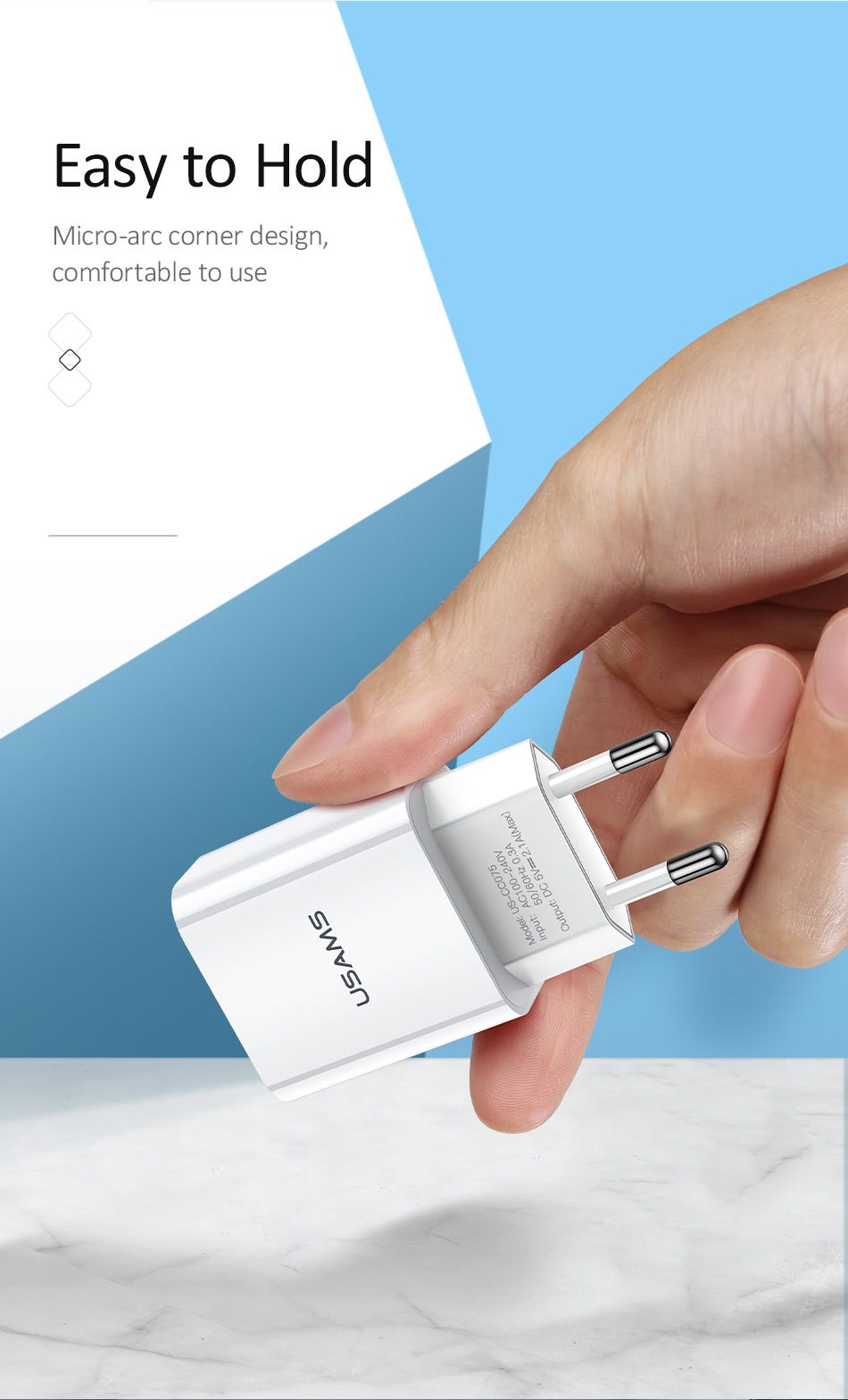 USAMS-21A-Fast-Charging-USB-Charger-EU-Plug-Adapter-For-iPhone-X-XS-HUAWEI-P30-Mate20-XIAOMI-MI9-S10-1537192