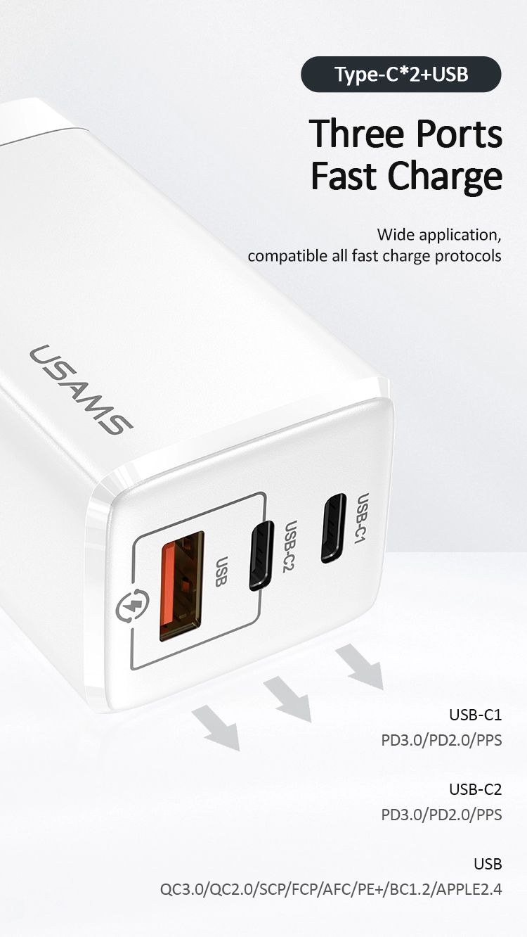 USAMS-CC110-65W-USB30-Type-C-65W-GaN-Mini-Type-C-PD-Charger--USB-Charger-for-Samsung-S10-Matebook-fo-1744266