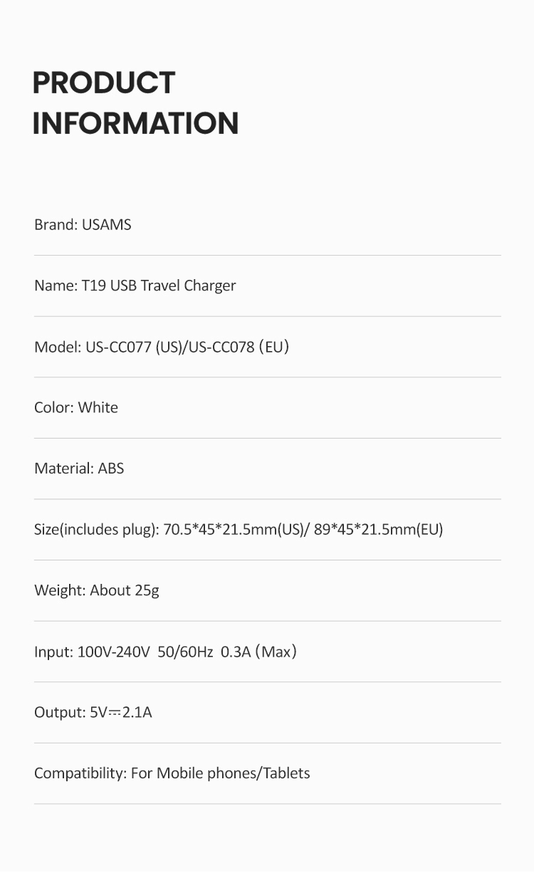 USAMS-T19-5V-21A-Travel-Universal-USB-Power-Wall-Charger-Adapter-for-US-EU-Plug-for-Samsung-S10-for--1607294