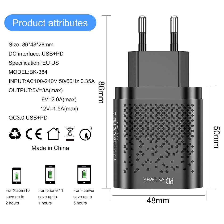 USLION-18W-3A-Quik-Charge-30-PD-Charger-USB-Charger-EUUS-Plug-for-iPhone-12-XS-11Pro-Huawei-P30-Pro--1746901