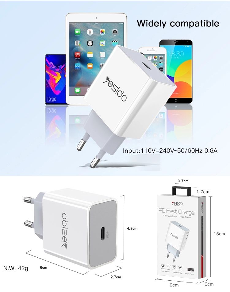 Yesido-PD30-Fast-Charging-Type-C-9V-2A-Wall-Charger-Adapter-for-Samsung-Galaxy-S20-Ultra-Huawei-P40--1747110