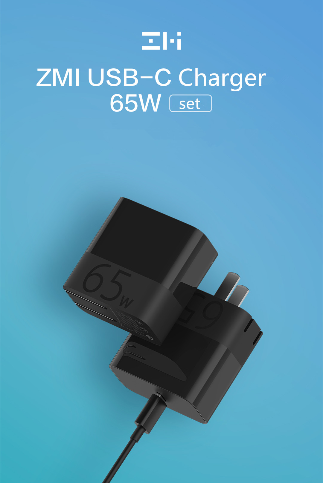 ZMI-65W-PD30-Fast-Charge-Type-C-USB-Charger-with-5A-USB-C-to-USB-C-Cable-for-iPhone-X-XR-Huawei-1565817