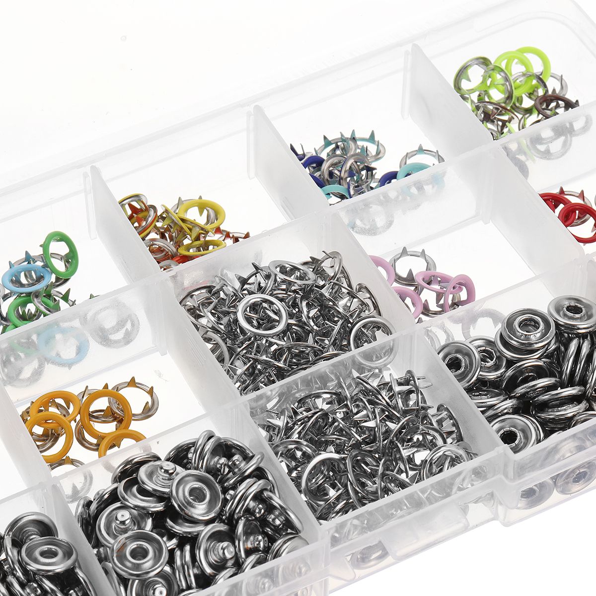 150-Sets-15-Colors-of-Hollow-Five-Claws-of-Box-Set-Total-Buttons-Metal-Sewing-Press-Studs-Snap-Faste-1543387