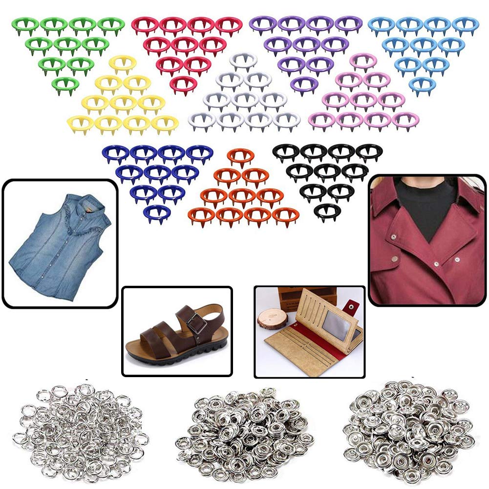 150-Sets-15-Colors-of-Hollow-Five-Claws-of-Box-Set-Total-Buttons-Metal-Sewing-Press-Studs-Snap-Faste-1543387