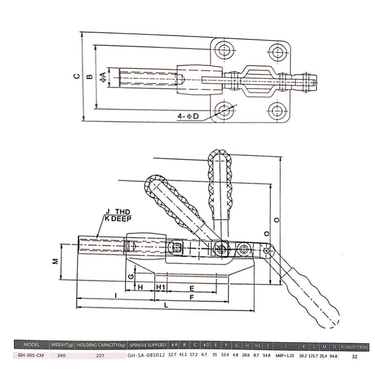 GH305C-Toggle-Clamp-BRH-500-Lbs-32mm-Plunger-227Kg-Holding-Capacity-Push-Pull-1392937