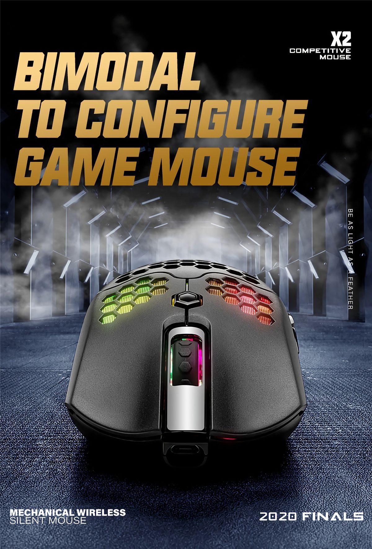 Free-wolf-X2-24G-Wireless-Gaming-Mouse-Hollow-Honeycomb-Rechargeable-12000DPI-7-Buttons-Ergonomic-RG-1738379