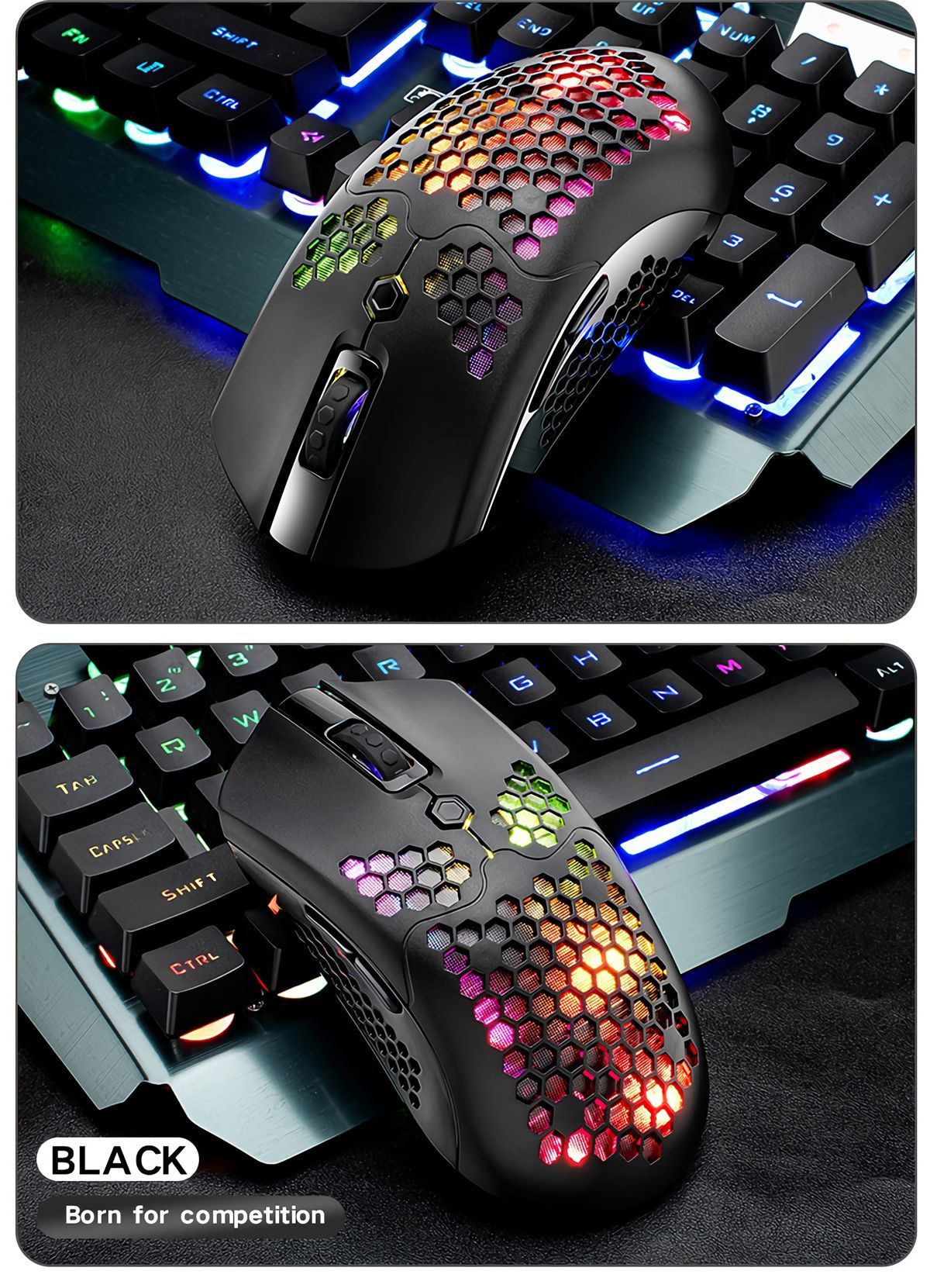 Free-wolf-X2-24G-Wireless-Gaming-Mouse-Hollow-Honeycomb-Rechargeable-12000DPI-7-Buttons-Ergonomic-RG-1738379