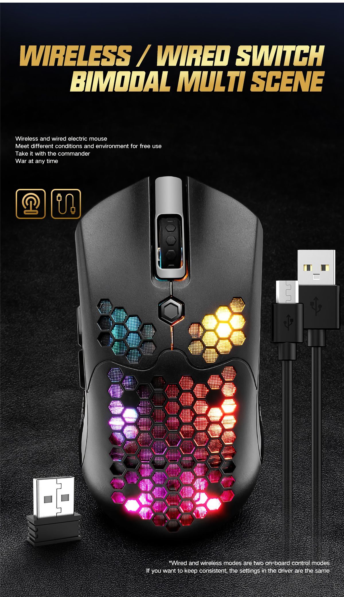 Free-wolf-X2-24G-Wireless-Gaming-Mouse-Hollow-Honeycomb-Rechargeable-12000DPI-7-Buttons-Ergonomic-RG-1738379
