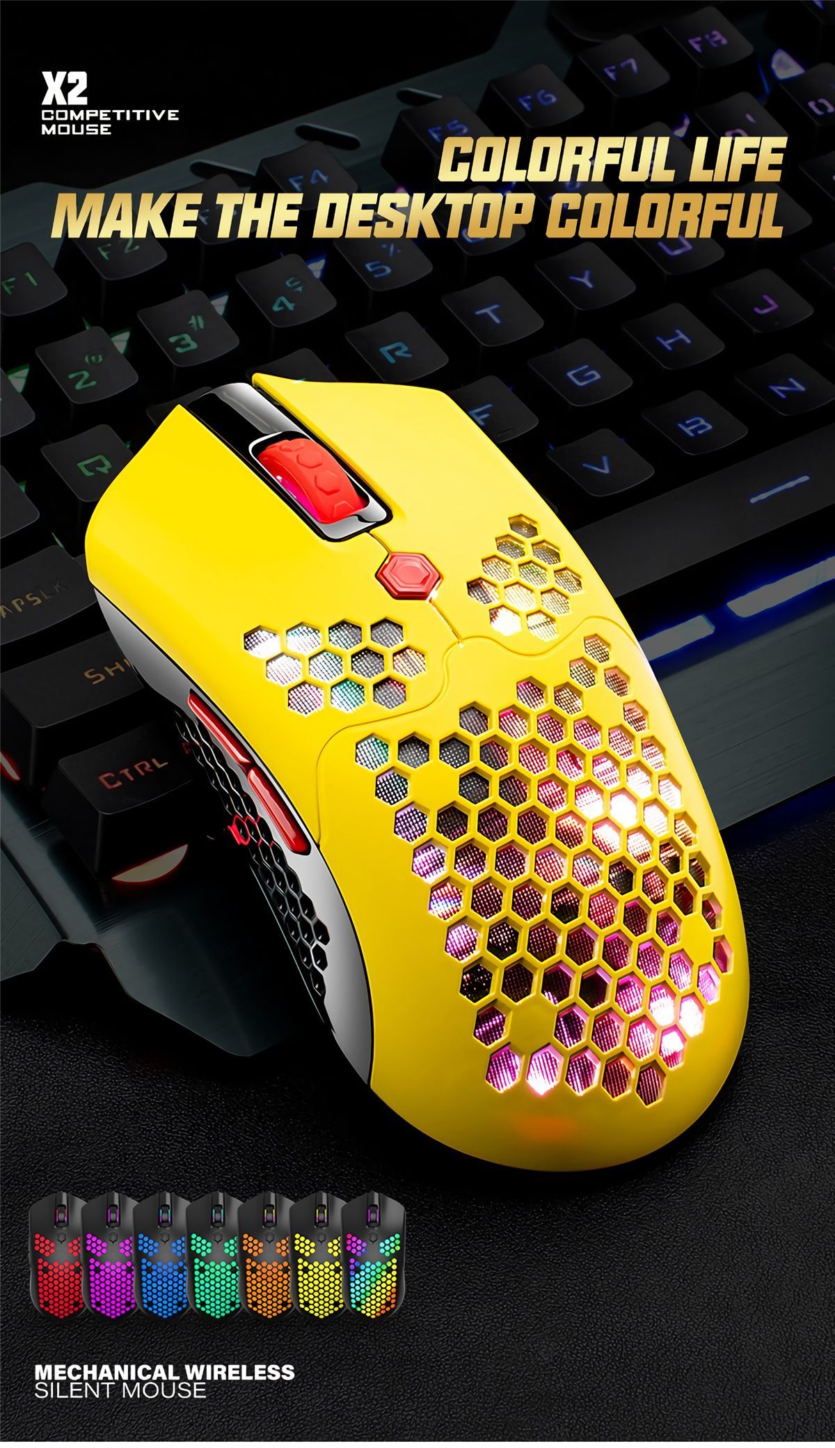 Free-wolf-X2-24G-Wireless-Gaming-Mouse-Hollow-Honeycomb-Rechargeable-12000DPI-7-Buttons-Ergonomic-RG-1738379
