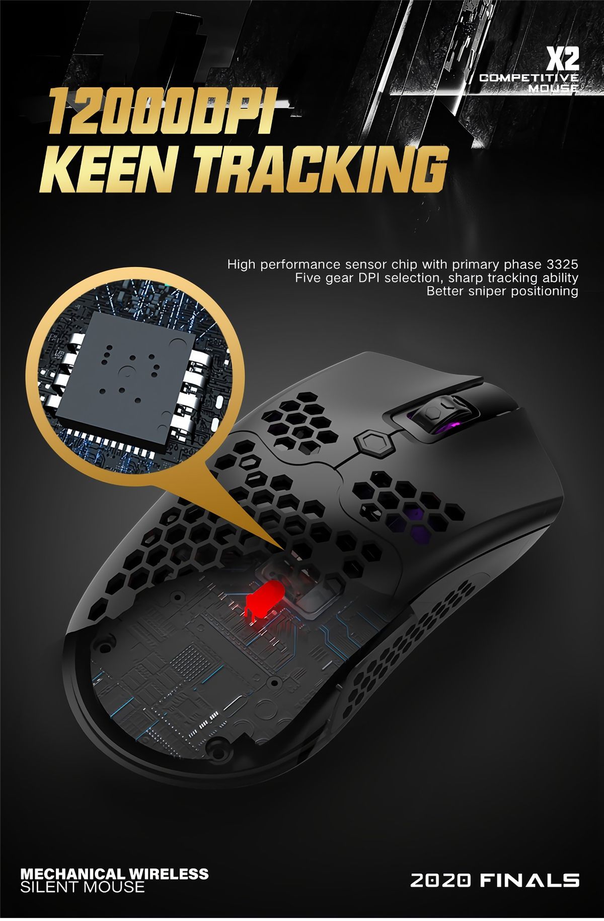 Free-wolf-X2-24G-Wireless-Gaming-Mouse-Hollow-Honeycomb-Rechargeable-12000DPI-7-Buttons-Ergonomic-RG-1738379