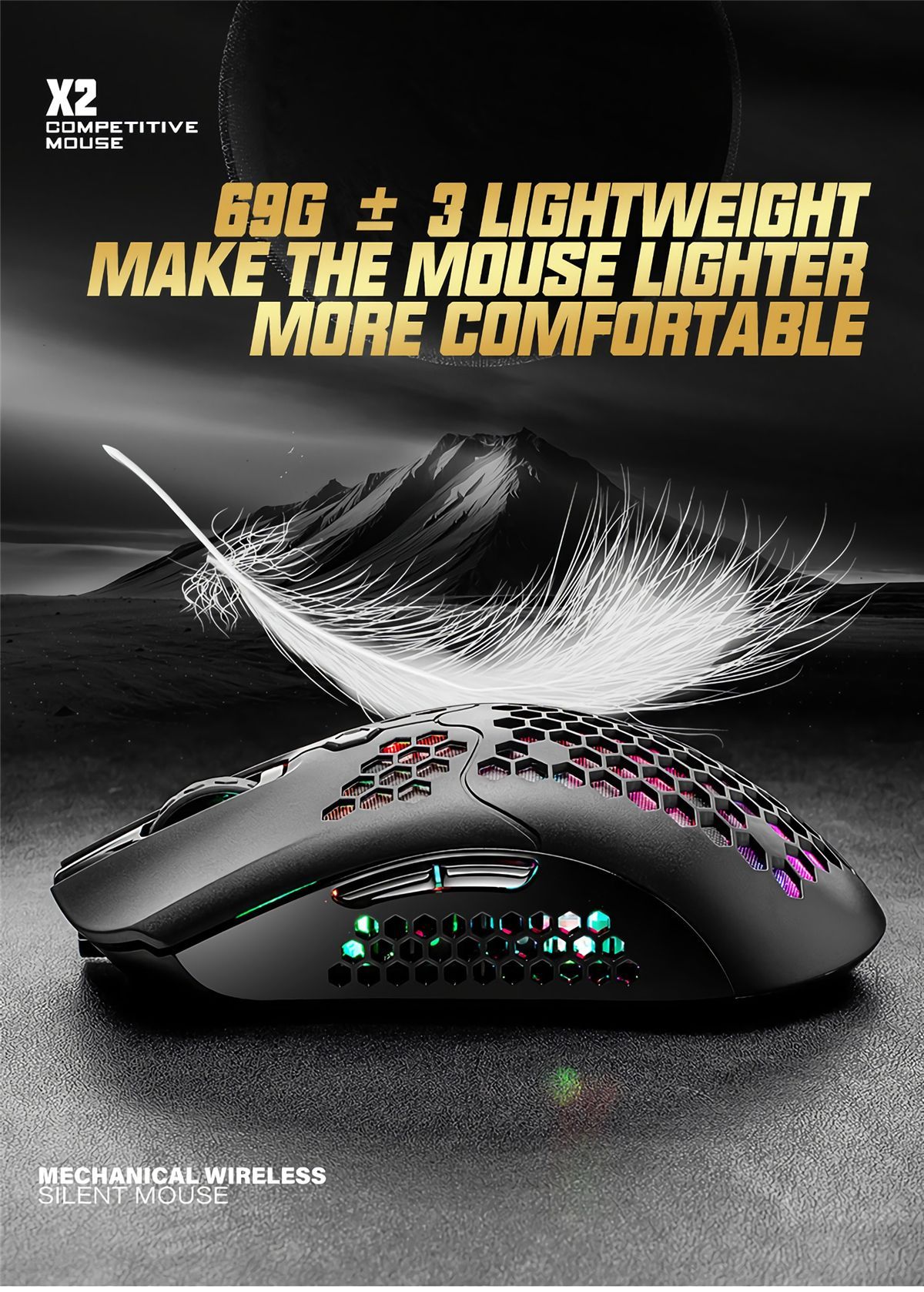 Free-wolf-X2-24G-Wireless-Gaming-Mouse-Hollow-Honeycomb-Rechargeable-12000DPI-7-Buttons-Ergonomic-RG-1738379