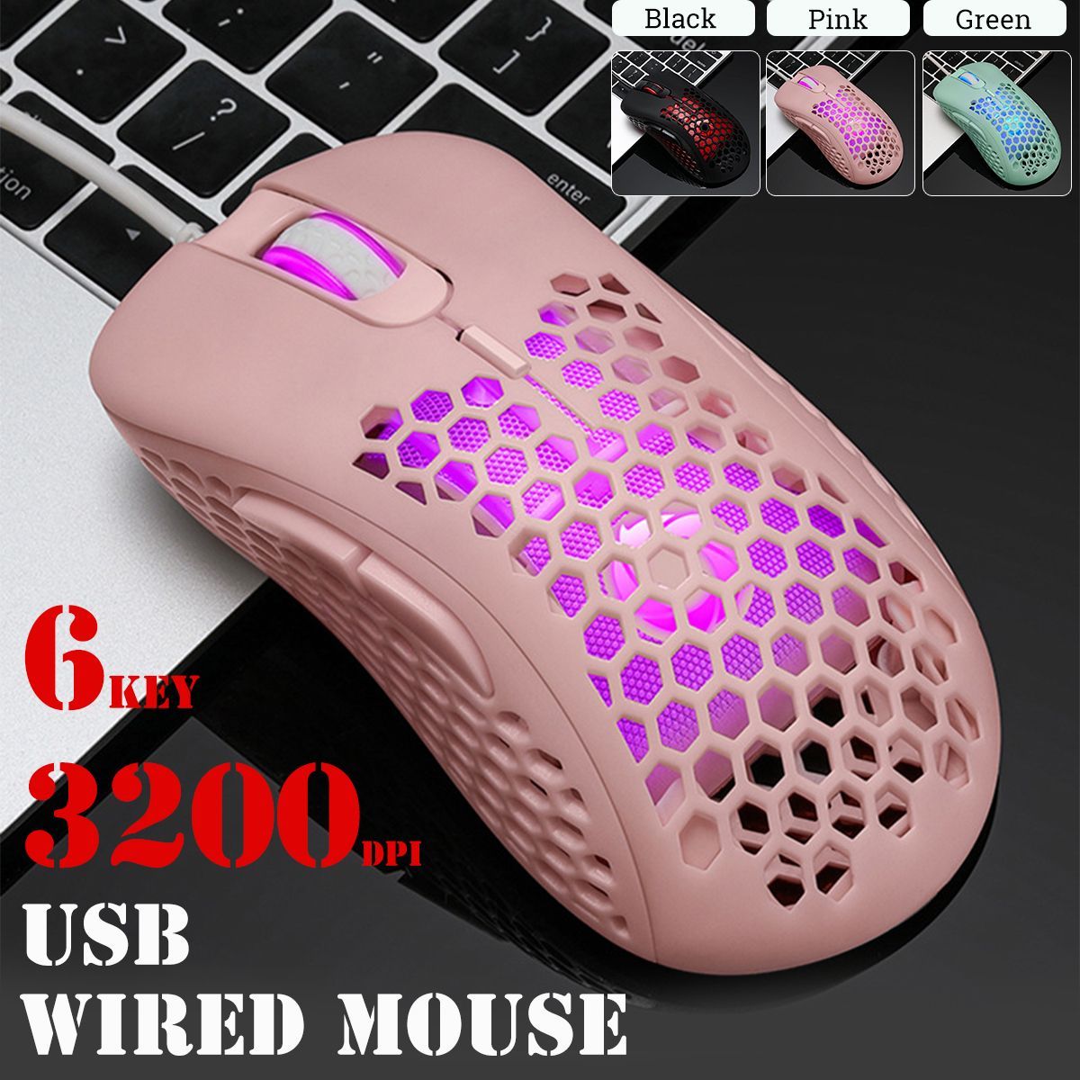 Light-Magic-V18-Wired-Game-Mouse-Breathing-Colorful-Hollow-Honeycomb-3200DPI-Gaming-Mouse-USB-Wired--1745507