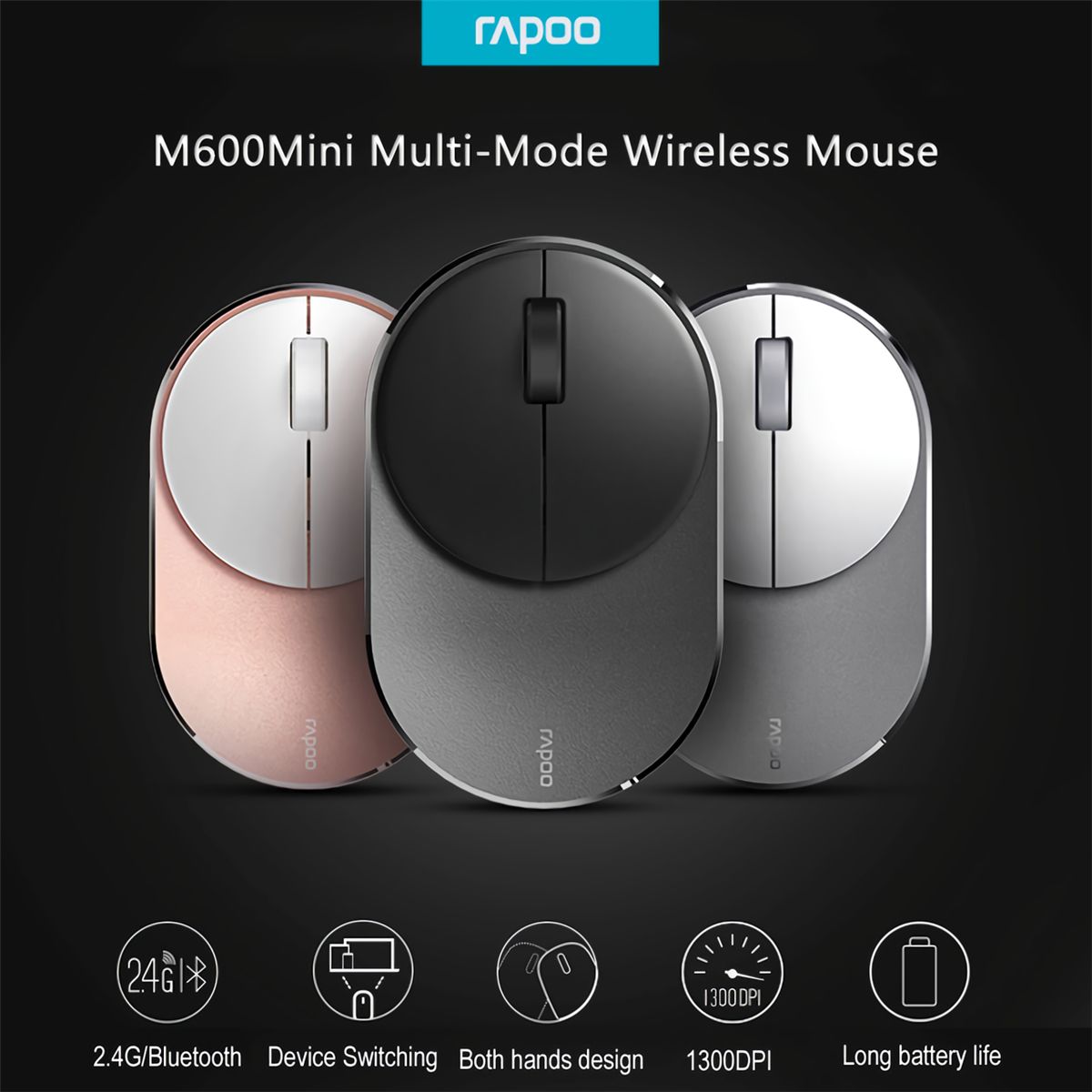 Rapoo-M600-Mini-Multi-Mode-Wireless-Mouse-bluetooth-30--40--24G-1300DPI-Portable-Small-Children-Mous-1761488