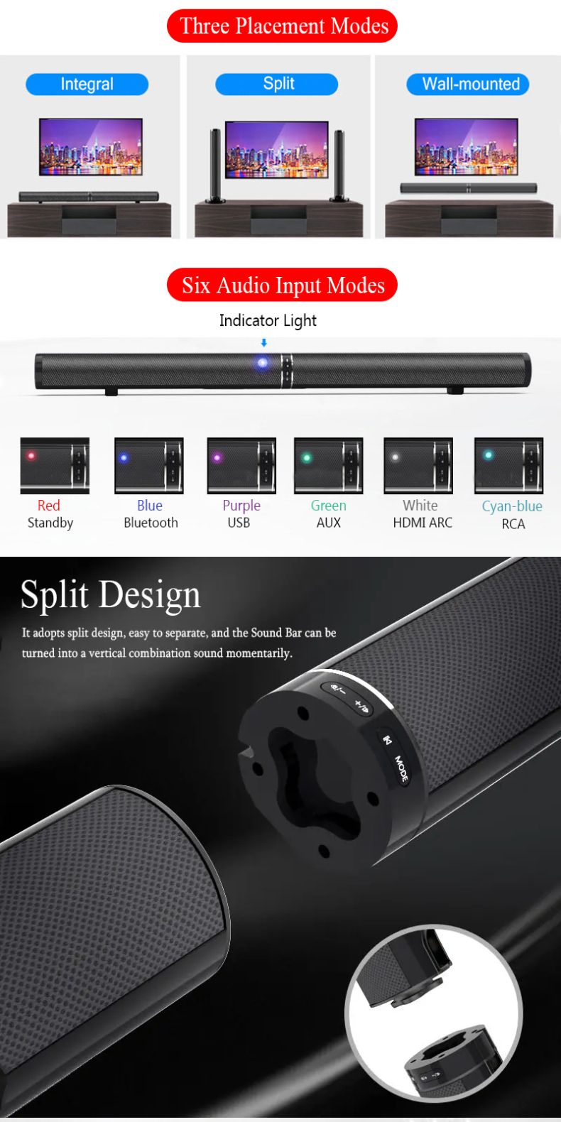 Sanwo-LP-1807-bluetooth-Speaker-Soundbar-Stereo-Home-Theater-Audio-Speaker-Separate-Column-RCA-AUX-H-1643347