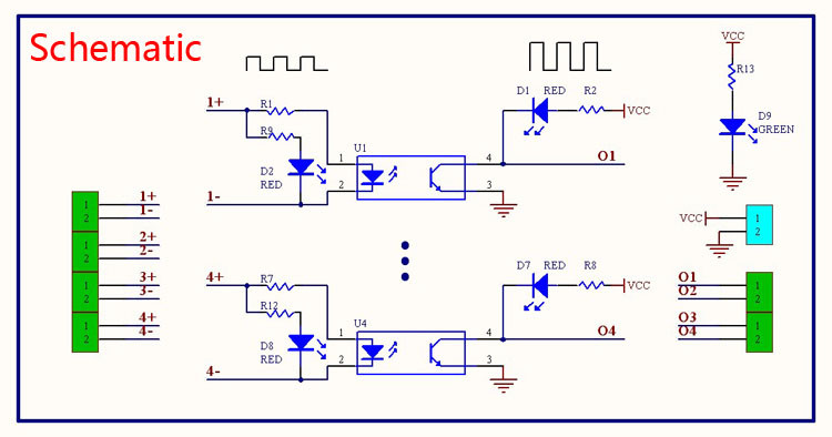 3Pcs-24V-To-5V-4-Channel-Optocoupler-Isolation-Board-Isolated-Module-1286216