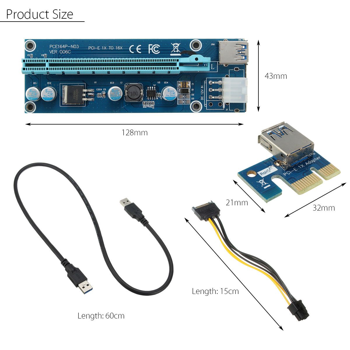 USB-30-PCI-E-Express-1x-To-16x-Extender-Riser-Card-Adapter-Power-Cable-Mining-1173209