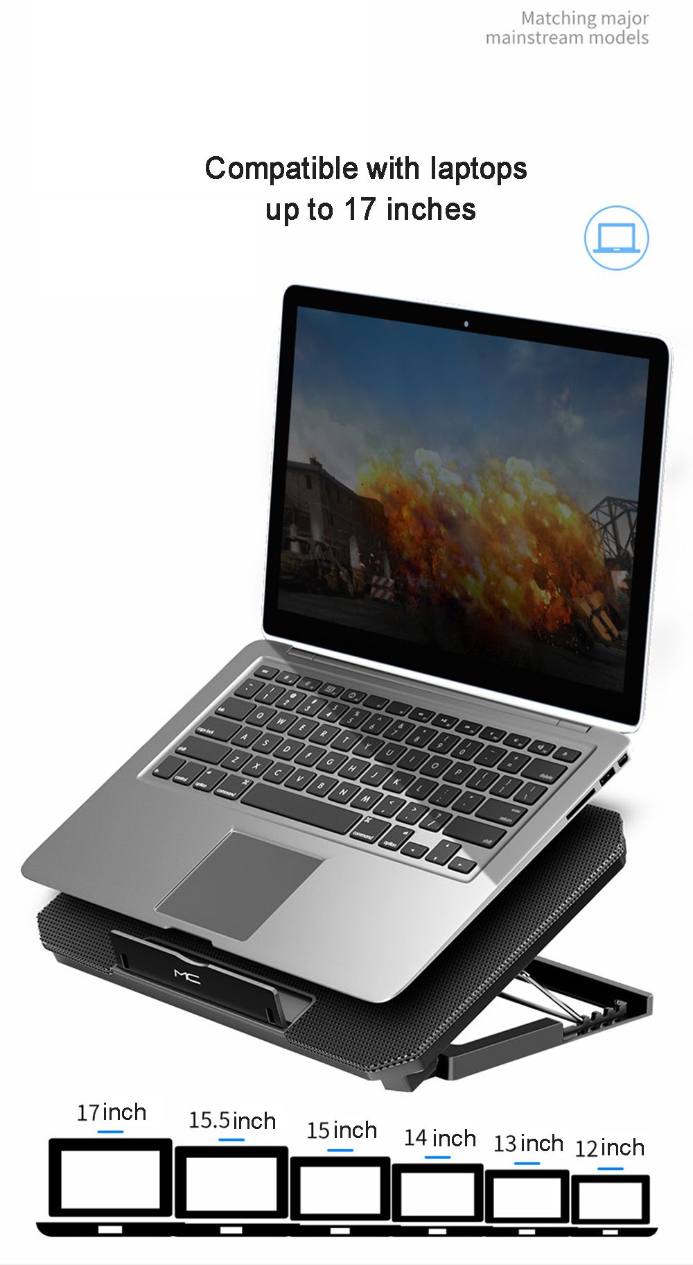 MC-Q100-Notebook-Computer-Radiator-Laptop-Stand-Cooling-Pad-2-Fans-USB-Adjustable-Heightening-Liftin-1723997