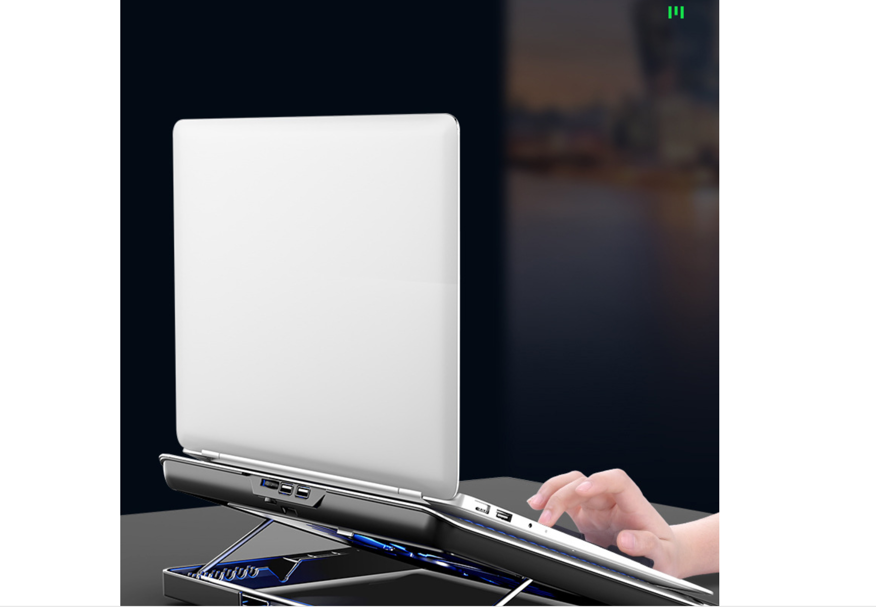 NUOXI-Cooling-Laptop-Stand-Six-Modes-Portable-Adjustable-Lifting-Computer-Bracket-Dual-USB-Port-Disp-1631009
