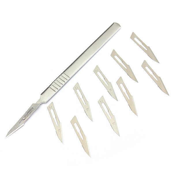 10pcs-11-Carbon-Steel-Surgical-Scalpel-Blades--1pc-3-Handle-1190524