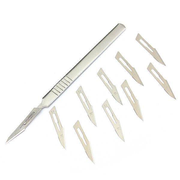10pcs-11-Carbon-Steel-Surgical-Scalpel-Blades--1pc-3-Handle-1190524