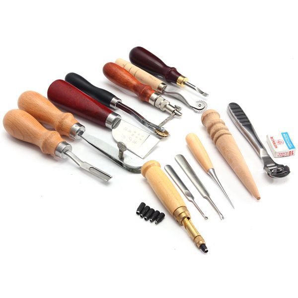13Pcs-Leather-Craft-Hand-Awl-Skiving-Groover-Sewing-DIY-Tool-Kit-1090408
