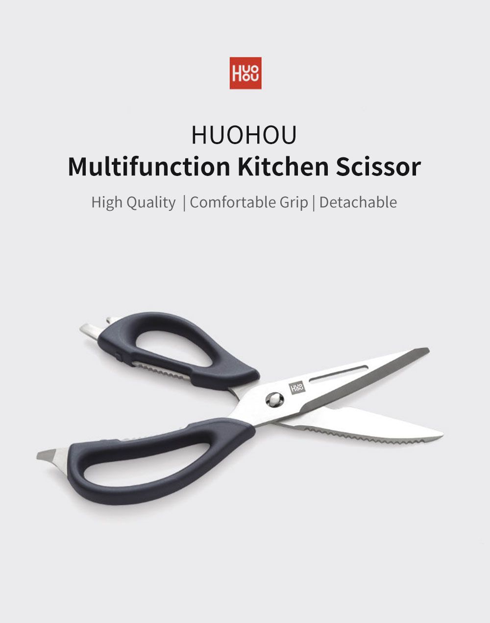 Huohou-30Cr13-Stainless-Steel-Kitchen-Scissors-Sharp-Sets-Non-slip-Tool-Kit-Fruits-Meat-Scissors-Pru-1582537